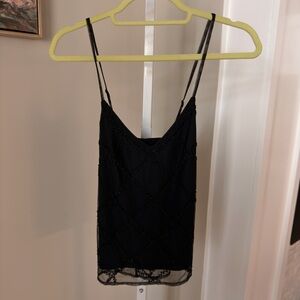 Mango Black Beaded Spaghetti Strap Top